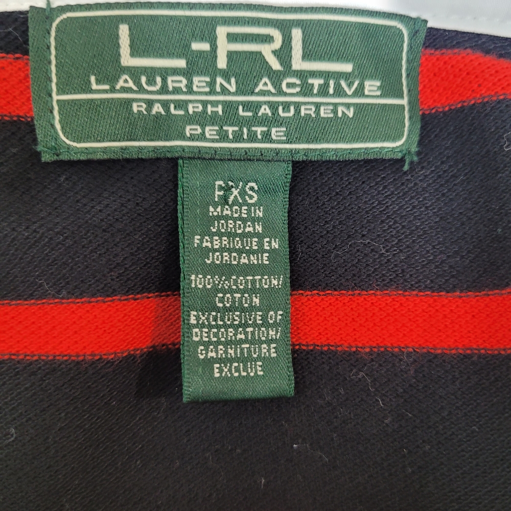 Lauren Ralph Lauren Women's Black and Red Preppy Collared Striped Top XS Petite - Picture 7 of 7